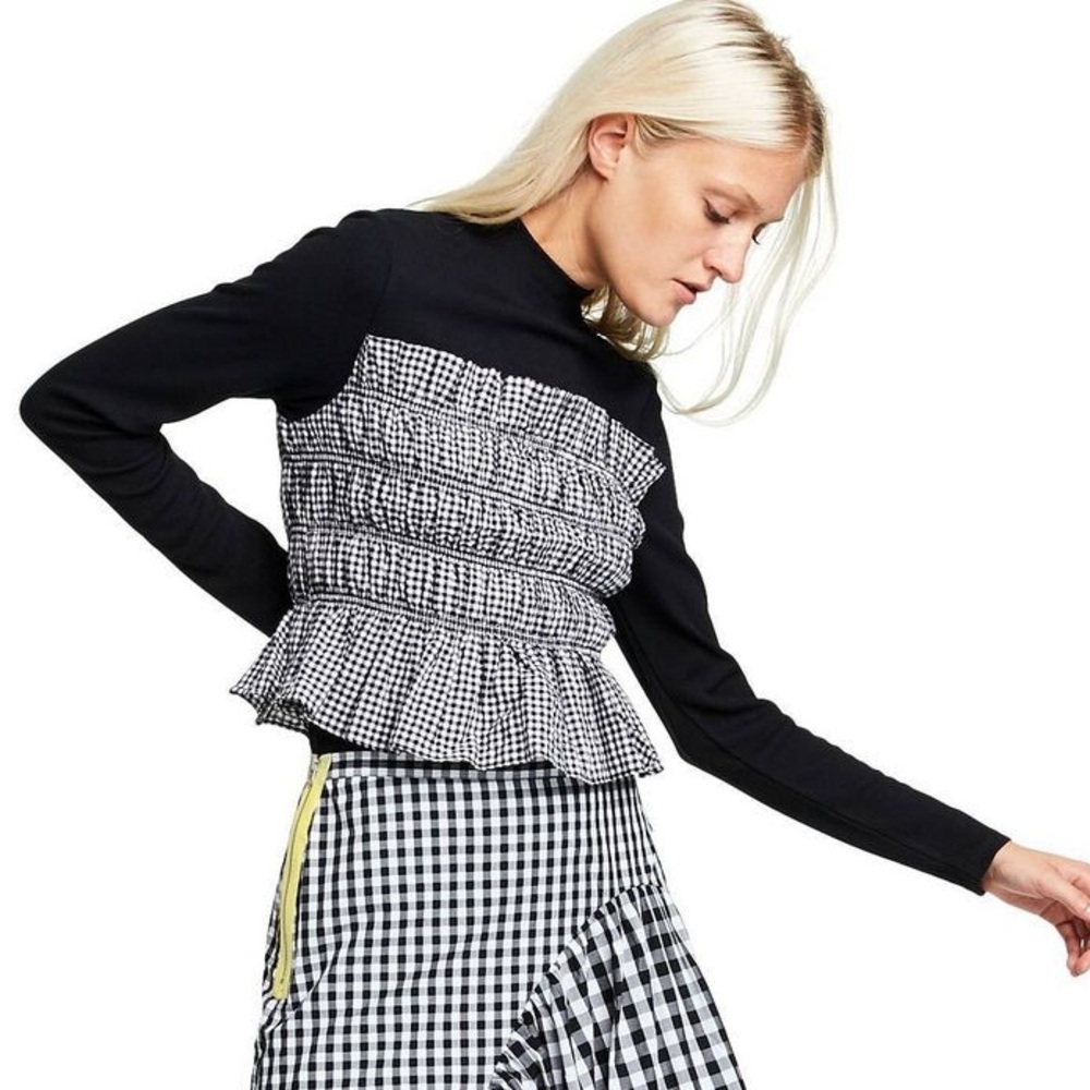 Sandy Liang Black and White Long Sleeve Top